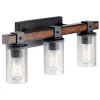 Kichler Barrington 22-in 3-Light Distressed Black and Wood Tone Rustic Vanity Light