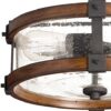 Kichler Barrington 3-Light 14-in Distressed Black and Wood Tone Incandescent Semi-flush Mount Light