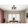 Kichler Barrington 3-Light 14-in Distressed Black and Wood Tone Incandescent Semi-flush Mount Light