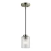 Kichler Winslow Brushed Nickel Modern/Contemporary Seeded Glass Cylinder Mini Pendant Light