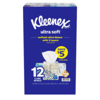 Kleenex Ultra Soft 3-Ply Facial Tissues, Cube Boxes (60 tissues/box, 12 boxes)