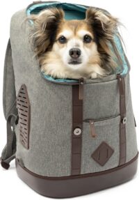 Kurgo Dog Carrier Backpack for Small Pets - Dogs & Cats | Cat | Hiking or Travel | Waterproof Bottom | K9 Ruck Sack (Heather Charcoal Grey)