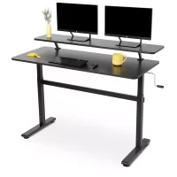 Luxor 55" Standing Desk with Shelf + Hand Crank,  Black