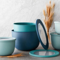 Member's Mark 10-Piece Break-resistant Wheat Straw Mixing Bowls, 5 Bowls + 5 Lids, Blue