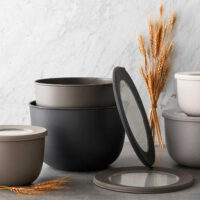 Member's Mark 10-Piece Break-resistant Wheat Straw Mixing Bowls, 5 Bowls + 5 Lids, Gray
