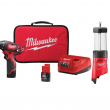 Milwaukee 2401-22-2362-20 M12 12-Volt Li-Ion Cordless 1/4 in. Hex Screwdriver Kit with M12 400 Lumens LED Lantern/Trouble Light with USB Charging