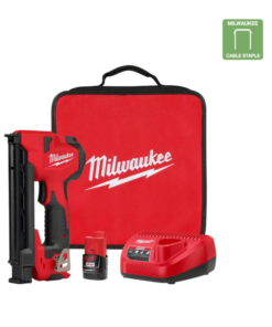 Milwaukee 2448-21 M12 12-Volt Lithium-Ion Cordless Cable Stapler Nailer Kit with 2.0Ah Battery, Charger and Bag