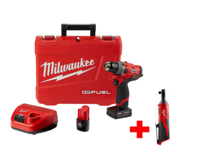 Milwaukee 2503-22-2457-20 M12 FUEL 12V Lithium-Ion Brushless Cordless 1/2 in. Drill Driver Kit with M12 3/8 in. Ratchet
