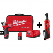 Milwaukee 2551-22-2457-20 M12 FUEL SURGE 12V Lithium-Ion Brushless Cordless 1/4 in. Hex Impact Driver Compact Kit w/ M12 3/8 in. Ratchet