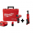 Milwaukee 2553-22-2457-20 M12 FUEL 12V Lithium-Ion Brushless Cordless 1/4 in. Hex Impact Driver Kit W/ M12 3/8 in. Ratchet