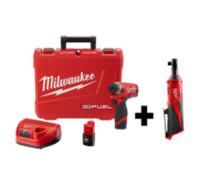 Milwaukee 2553-22-2457-20 M12 FUEL 12V Lithium-Ion Brushless Cordless 1/4 in. Hex Impact Driver Kit W/ M12 3/8 in. Ratchet