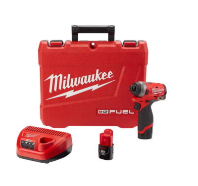 Milwaukee 2553-22 M12 FUEL 12-Volt Lithium-Ion Brushless Cordless 1/4 in. Hex Impact Driver Kit w/Two 2.0Ah Batteries, Charger&Hard Case
