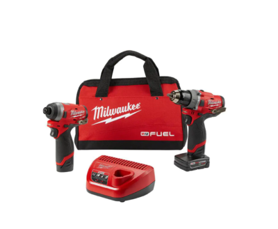 Milwaukee 2598-22 M12 FUEL 12V Lithium-Ion Brushless Cordless Hammer Drill and Impact Driver Combo Kit w/ 2 Batteries and Bag (2-Tool)