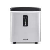 NewAir AI-100SS Portable Ice Maker 28 lb. Daily - Countertop Compact Design, 3 Size Bullet Shaped Ice, Stainless with Black Lid