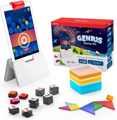 Osmo - Genius Starter Kit for Fire Tablet - 5 Educational Learning Games-Ages 6-10-Spelling, Math, Creativity & More-STEM Toy Gifts for Kids 6 7 8 9 10(Osmo Fire Tablet Base Included-Amazon Exclusive)