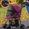 Pet Gear Happy Trails Lite No-Zip Pet Stroller, Zipperless Entry, Easy Fold with Removable Liner, Storage Basket + Cup Holder, Boysenberry