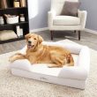 PetFusion Ultimate Lounge Memory Foam Bolster Cat & Dog Bed w/Removable Cover - Sandstone - Large (36x28