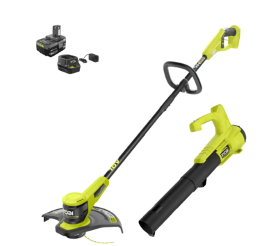 RYOBI P20151VNM ONE+ 18V Cordless Battery String Trimmer and Blower Combo Kit (2-Tools) with 4.0 Ah Battery and Charger