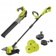RYOBI P2035-AC ONE+ 18V Cordless String Trimmer/Edger and Blower with Extra 3-Pack of Spools, 4.0 Ah Battery and Charger