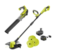 RYOBI P2035-AC ONE+ 18V Cordless String Trimmer/Edger and Blower with Extra 3-Pack of Spools, 4.0 Ah Battery and Charger