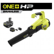 RYOBI P21120VNM ONE+ HP 18V Brushless 110 MPH 350 CFM Cordless Variable-Speed Jet Fan Leaf Blower w/ 4.0 Ah Battery and Charger