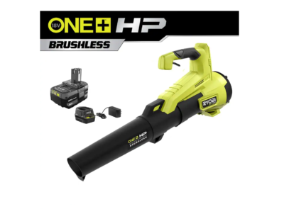RYOBI P21120VNM ONE+ HP 18V Brushless 110 MPH 350 CFM Cordless Variable-Speed Jet Fan Leaf Blower w/ 4.0 Ah Battery and Charger