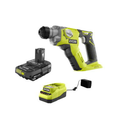 RYOBI P222-PSK005 ONE+ 18V Cordless 1/2 in. SDS-Plus Rotary Hammer Drill with 2.0 Ah Battery and Charger
