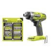 RYOBI P237-AR2040 ONE+ 18V Cordless 3-Speed 1/4 in. Hex Impact Driver (Tool Only) with Impact Rated Driving Kit (70-Piece)