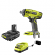 RYOBI P290-PSK005 ONE+ 18V Cordless 1/4 in. Hex QuietSTRIKE Pulse Driver with Belt Clip, 2.0 Ah Battery, and Charger