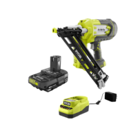 RYOBI P330-PSK005 ONE+ 18V Cordless AirStrike 15-Gauge Angled Finish Nailer and 2.0 Ah Compact Battery and Charger Starter Kit
