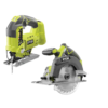 RYOBI P507-P5231 ONE+ 18V Lithium-Ion Cordless 6-1/2 in. Circular Saw and Orbital Jig Saw (Tools Only)