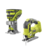 RYOBI P601-P5231 ONE+ 18V Lithium-Ion Cordless Fixed Base Trim Router w/Tool Free Depth Adjustment and Orbital Jig Saw (Tools Only)