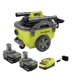 RYOBI P770KN-PBP005 ONE+ 18V Cordless 6 Gal. Wet/Dry Vacuum Kit with 4.0 Ah Battery, Charger, Vacuum Accessories, and Extra 4.0 Ah Battery