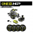 RYOBI PBLCS300K1-A067401 ONE+ HP 18V Brushless Cordless 7-1/4 in. Circular Saw Kit with 4.0 Ah Battery, Charger, and (4-Piece) Replacement Blades
