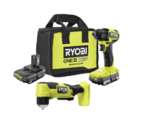 RYOBI PSBID01K-PSBRA02B ONE+ HP 18V Brushless Cordless Compact 1/4 in. Impact Driver and 3/8 in. Right Angle Drill with (2) Batteries, Charger