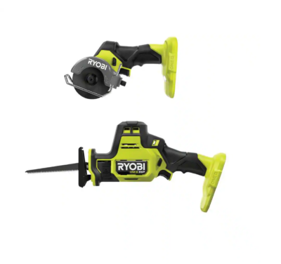 RYOBI PSBRS01B-PSBCS02B ONE+ HP 18V Brushless Cordless Compact 2-Tool Combo Kit with One-Handed Reciprocating Saw and Cut-Off Tool (Tools Only)
