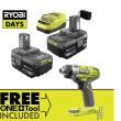 RYOBI PSK006-P237 ONE+ 18V Lithium-Ion 4.0 Ah Compact Battery (2-Pack) and Charger Kit with FREE Cordless ONE+ 3 Speed Impact Driver