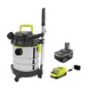 RYOBI PWV201KN ONE+ 18V Cordless 4.75 Gal. Wet/Dry Vacuum Kit with 4.0 Ah Battery and Charger