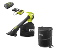 RYOBI RY40451-LB 40V Vac Attack Cordless Leaf Vacuum/Mulcher and Lawn and Leaf Bag with 5.0 Ah Battery and Charger