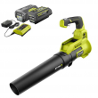 RYOBI RY40480VNM-2B 40V 110 MPH 525 CFM Cordless Battery Variable-Speed Jet Fan Leaf Blower with (2) 4.0 Ah Batteries and (1) Chargers