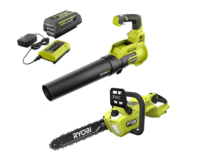 RYOBI RY405100-BLW 40V HP Brushless 14 in. Cordless Battery Chainsaw and Cordless Jet Fan Leaf Blower with 4.0 Ah Battery and Charger