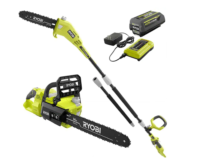 RYOBI RY405100-PS 40V HP Brushless 14 in. Cordless Battery Chainsaw and 10 in. Cordless Battery Pole Saw with 4.0 Ah Battery and Charger