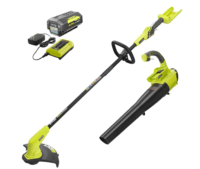 RYOBI RY40930 40V Cordless Battery String Trimmer and Jet Fan Blower Combo Kit (2-Tools) with 4.0 Ah Battery and Charger
