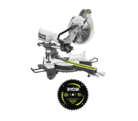 RYOBI TSS103-A181001 15 Amp 10 in. Corded Sliding Compound Miter Saw with 10 in. 24 Carbide Teeth Thin Kerf Miter Saw Blade