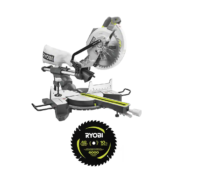 RYOBI TSS103-A181002 15 Amp 10 in. Corded Sliding Compound Miter Saw with 10 in. 40 Carbide Teeth Thin Kerf Miter Saw Blade