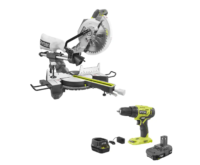 RYOBI TSS103-P215K 15 Amp Corded 10 in. Sliding Compound Miter Saw and 18V Cordless ONE+ 1/2 in. Drill/Driver Kit