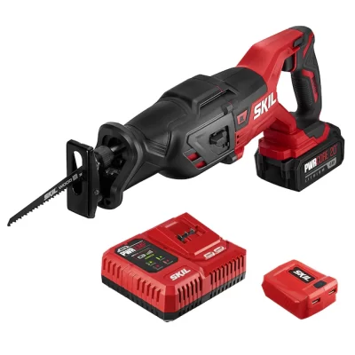 SKIL RS5884-1A PWR Core 20 Brushless 20V Reciprocating Saw Kit with 4.0Ah Battery, PWRJump Charger, and PWRAssist USB Adapter
