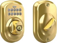 Schlage  Keypad Plymouth Bright Brass Single Cylinder Electronic Deadbolt Lighted Keypad