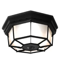 Secure Home  11.9-in W Black Outdoor Flush Mount Light