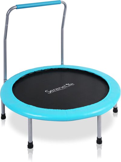 SereneLife Portable Fitness Trampoline – Sports Trampoline for Indoor and Outdoor Use – Professional Round Jumping Cardio Trampoline – Safe for Kid